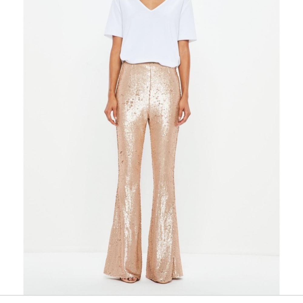 Sequin flare pants–missguided